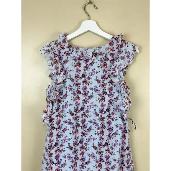 Club Monaco Women’s Size 0 Sundress Floral Ruffle Silk Trim Cottagecore Coastal - Picture 7 of 10